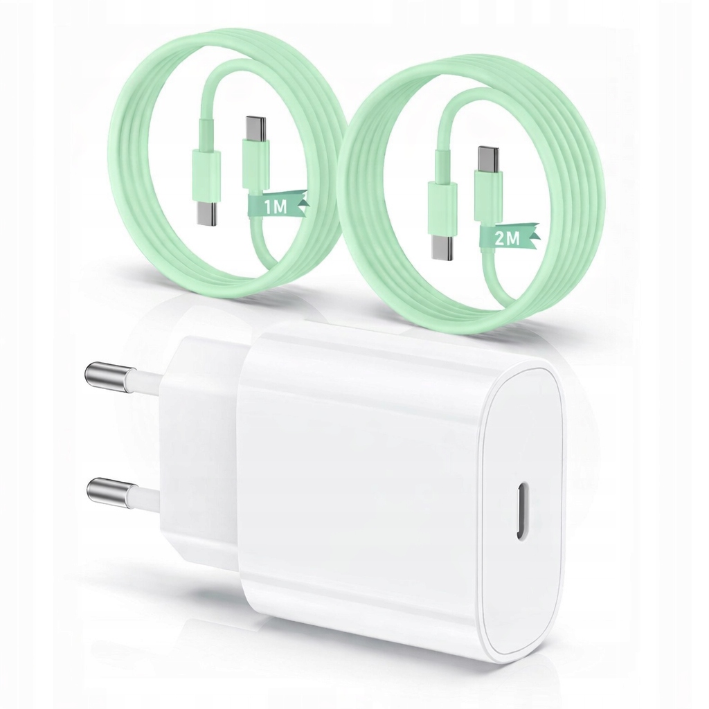 Ładowarka do iPhone 15 16 Pro Max Szybka 20W 2x Kable Usb-c 1m 2m