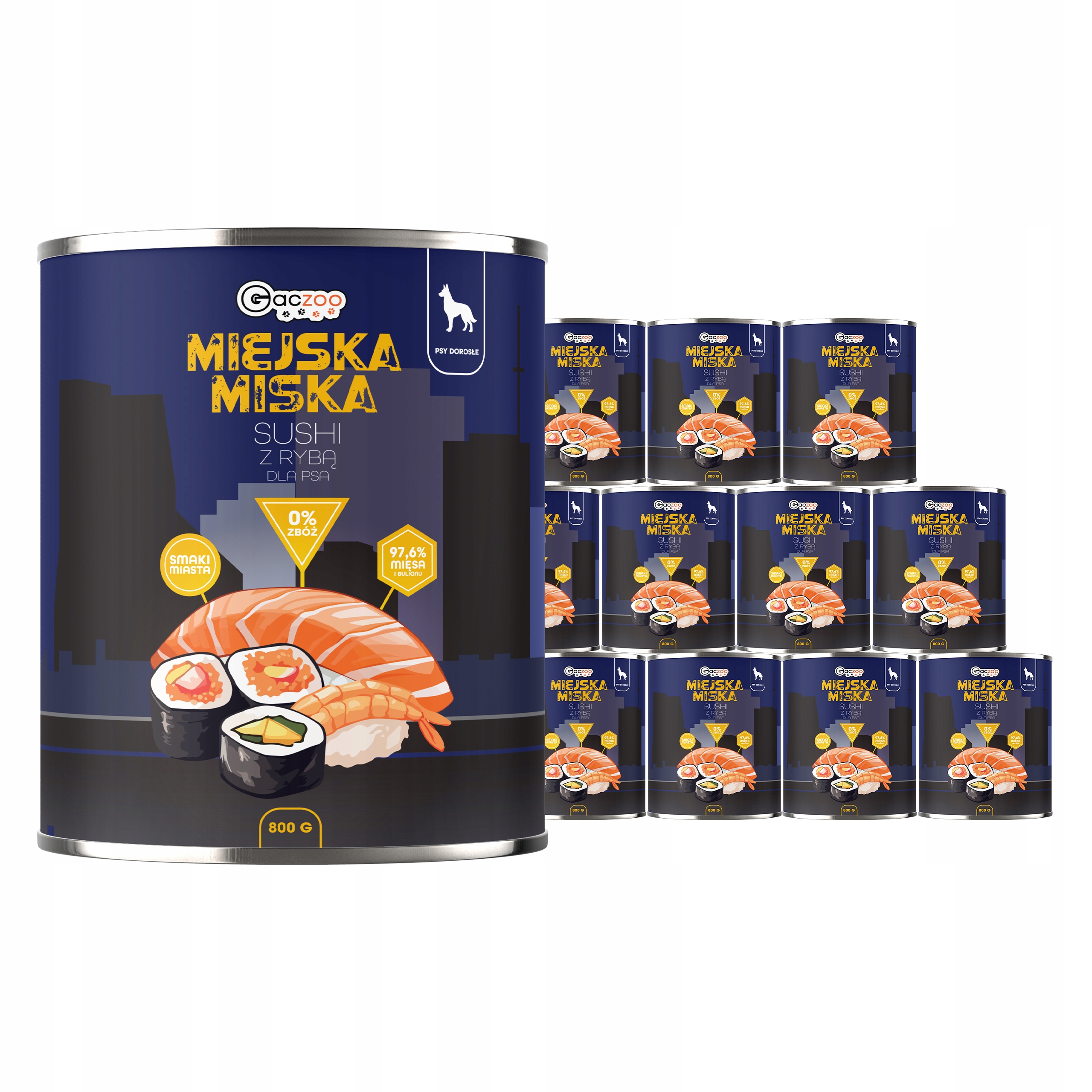 Levně Krmivo pro psa Městská miska Gaczoo Sushi s rybou 12 x 800 g bez obilovin