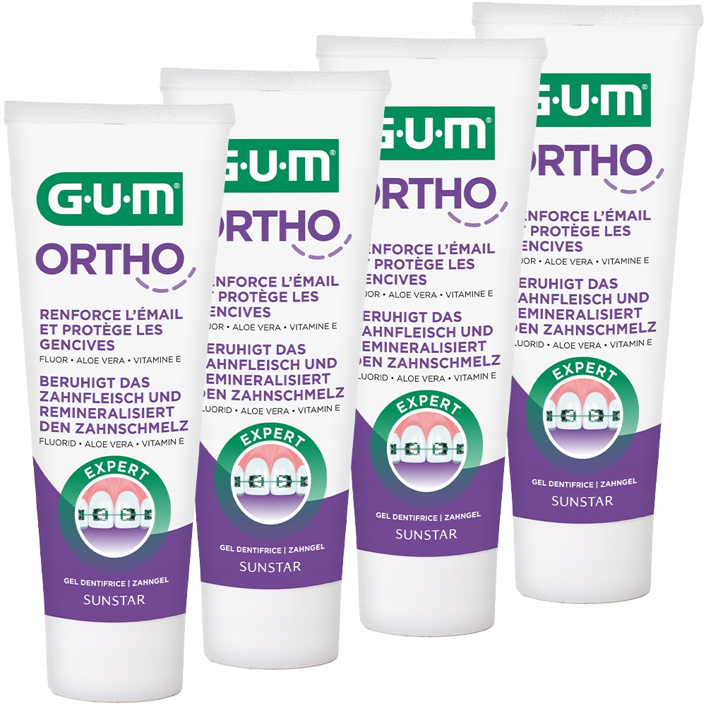 Gum Ortho 4 x Pasta do mycia zębów z aparatem ortodontycznym