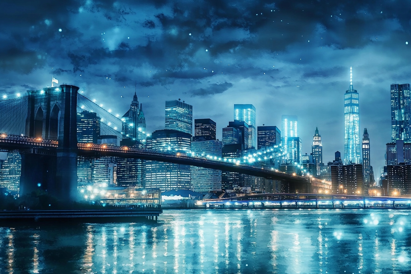 Fototapeta Flizelina Město Panorama New York Manhattan Noc 368x254 130g