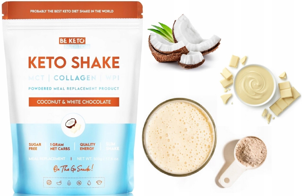 Diet Keto Shake Kokos & Bílá Čokoláda 500 g BeKeto