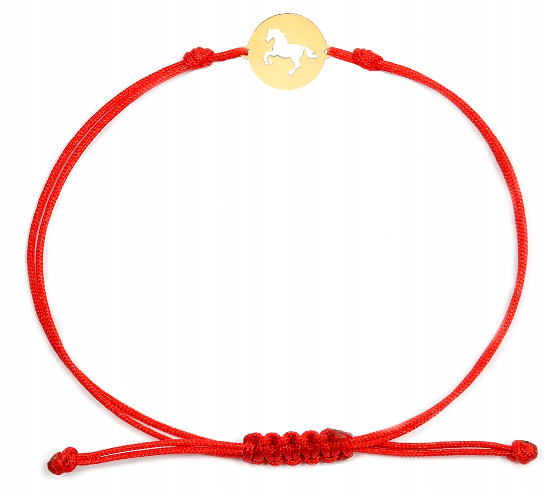 Zlatý náramek na šňůrce s koněm, ryzost 585