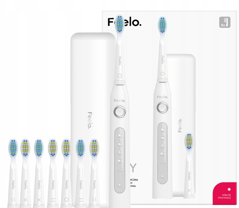 Szczoteczka elektryczna dla dzieci 7+ do zębów Feelo Easy 8 końcówek