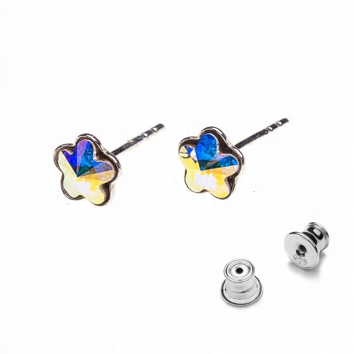 

Srebrne kolczyki z kr. Swarovski kwiatek 6mm Cab F