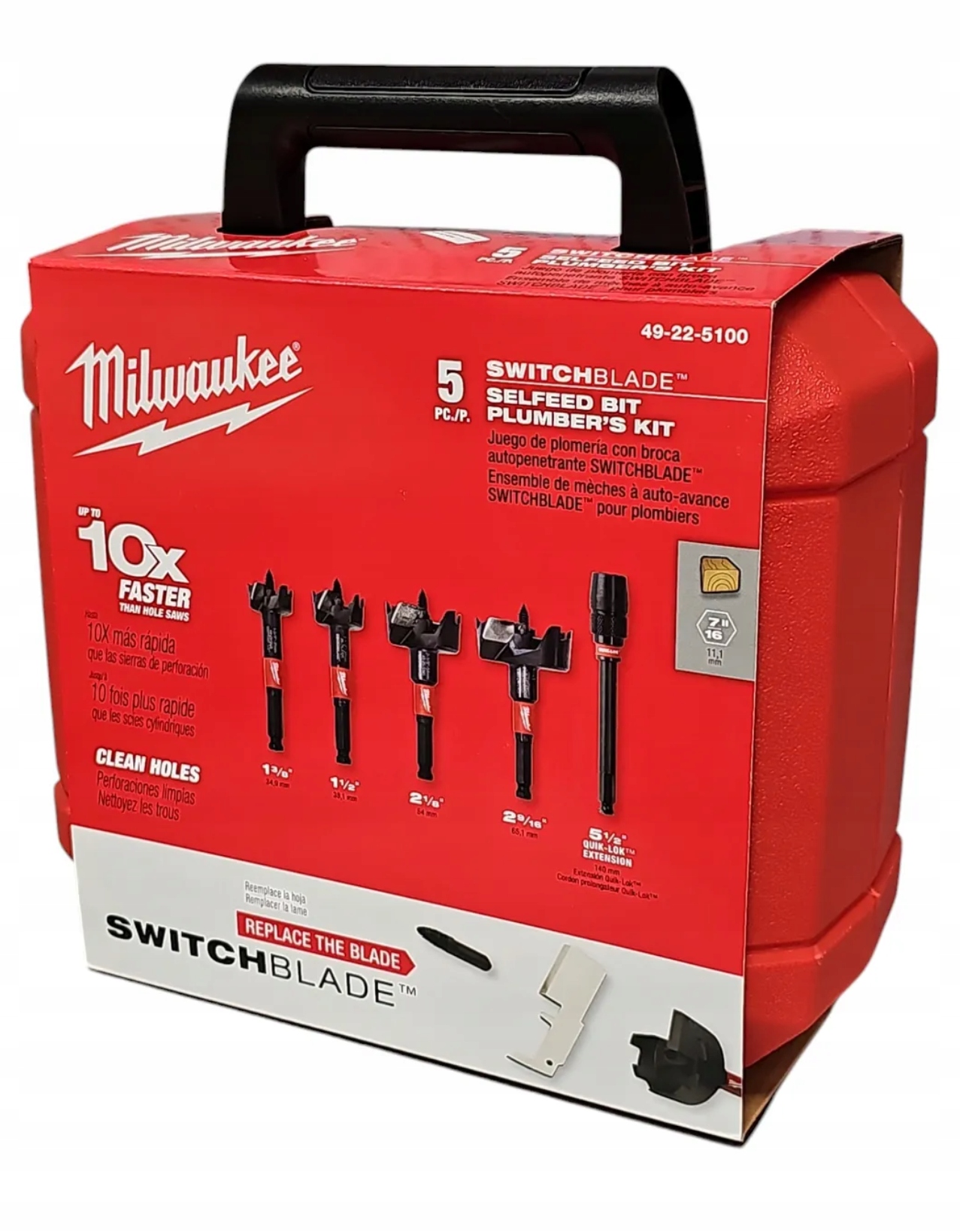 Zestaw 7 wierteł samoposuwnych 25-65 mm przedłużka Milwaukee 4932479488