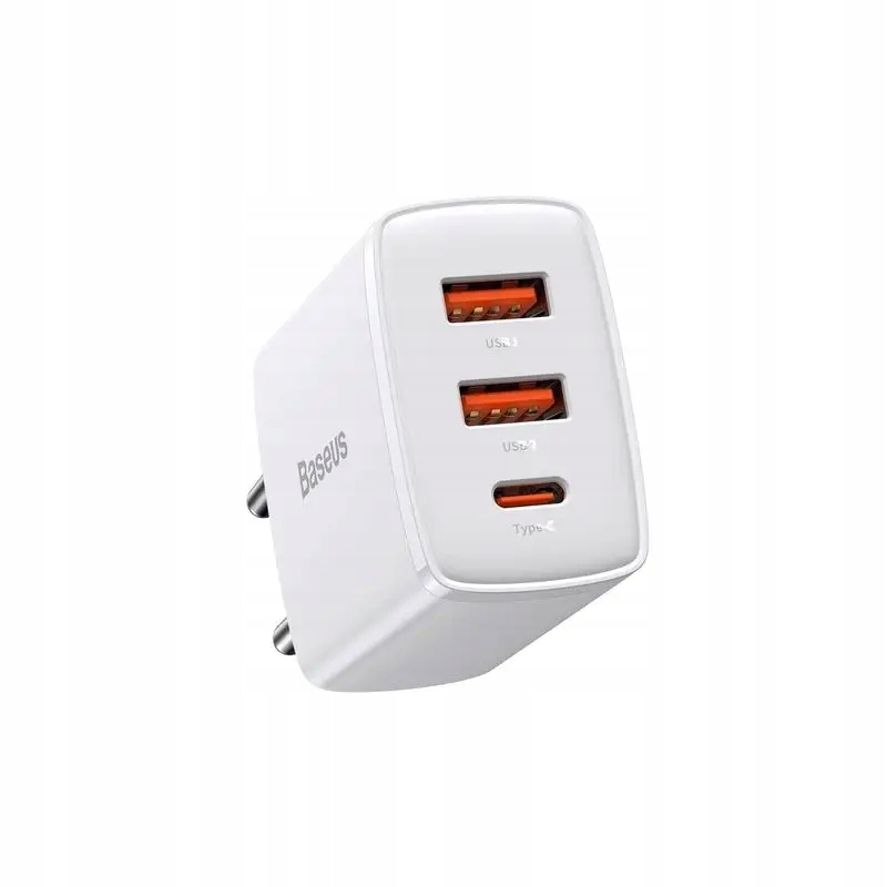 Ładowarka zasilacz 5V/3A 9V/2A 12/1,5A PD3,0/30W sieciowa 2xUSB+USB-C bia