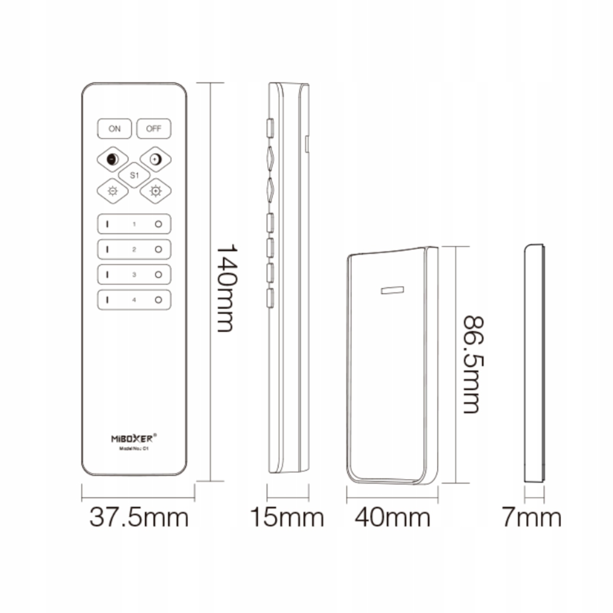 MiBoxer C1 Pilot 4-strefowy 2.4GHz Regulacja jasności i barwy bieli uchwyt Stan opakowania oryginalne