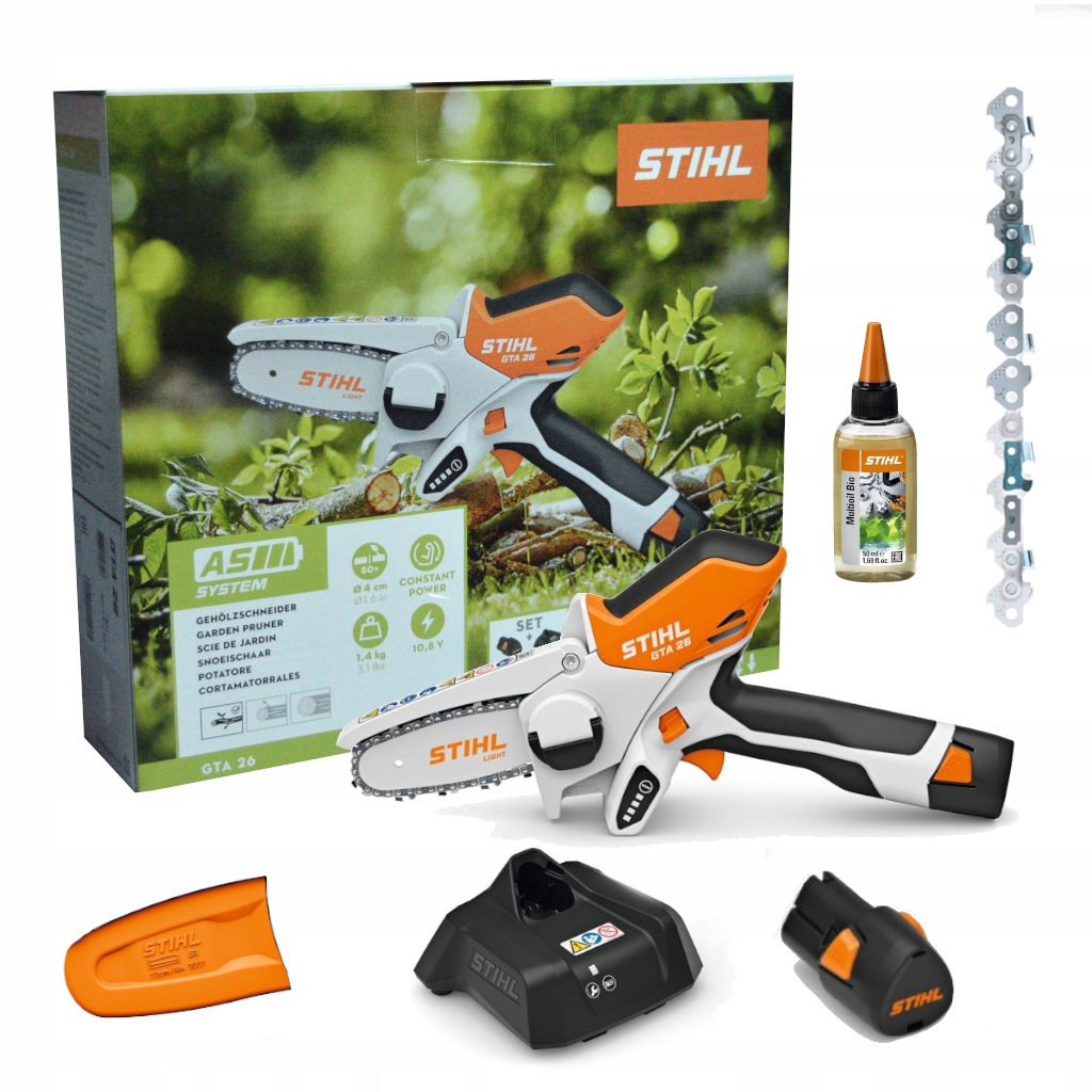 Stihl pilarka Gta 26 przecinarka zestaw z akumulatorem AS2 i ładowarką AL1