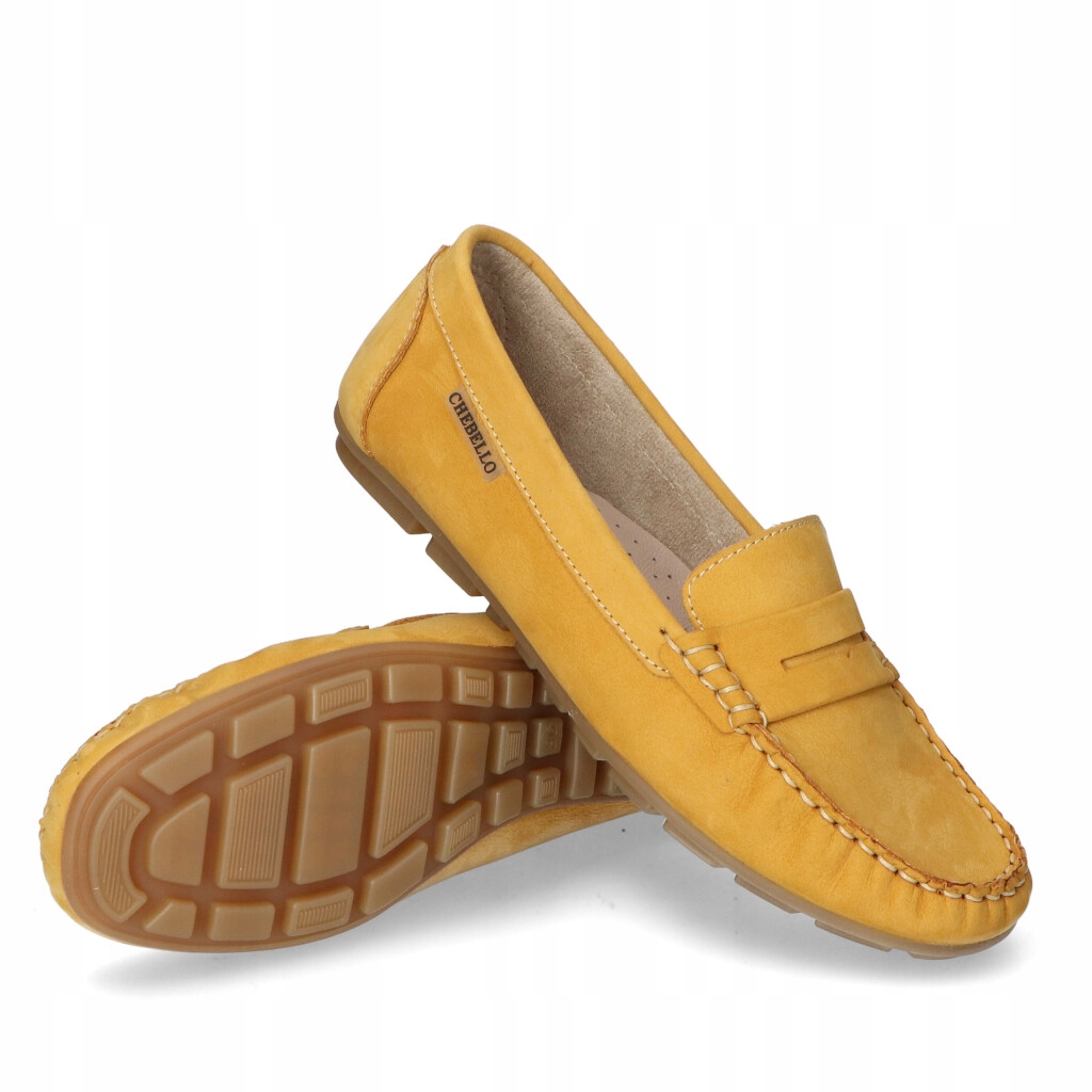 Mokasyny CheBello 2249-177 Żółte nubuk 36 Wzór dominujący bez wzoru