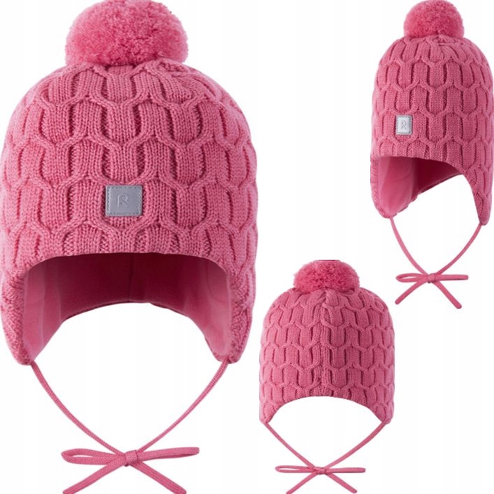 Reima Nunavut czapka zimowa dziecięca wełna merino róż 46 cm ocieplana
