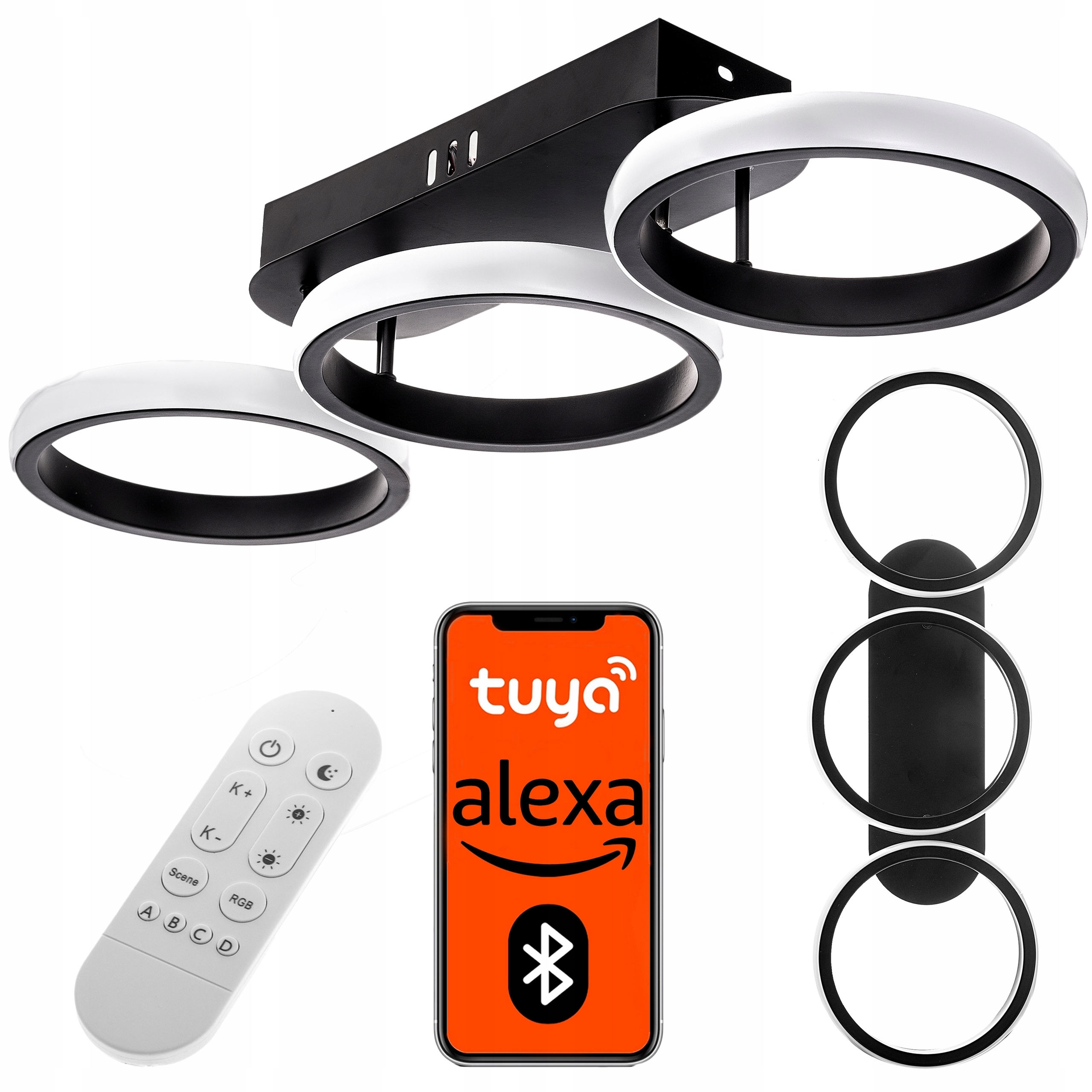 Lampa sufitowa żyrandol plafon Modern ściemnia 38W Aplikacja Smart Pilot