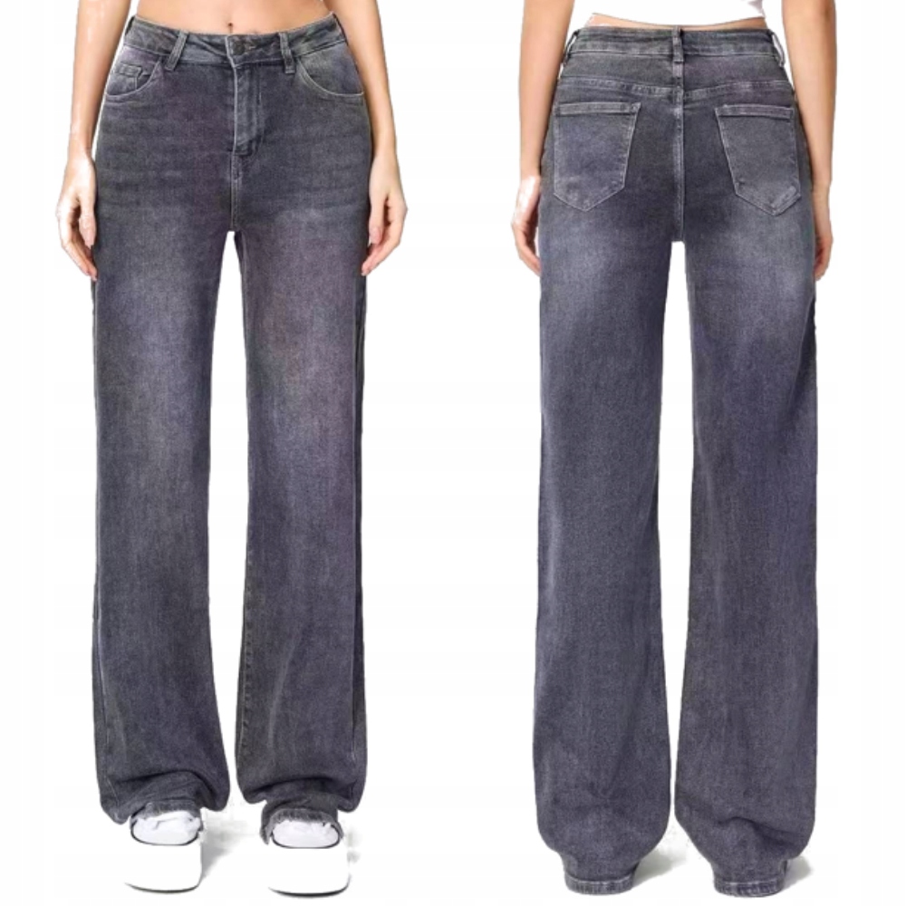 Spodnie Jeansy Proste Szerokie Nogawki Szwedy Kolekcja Premium Szare 44 2XL