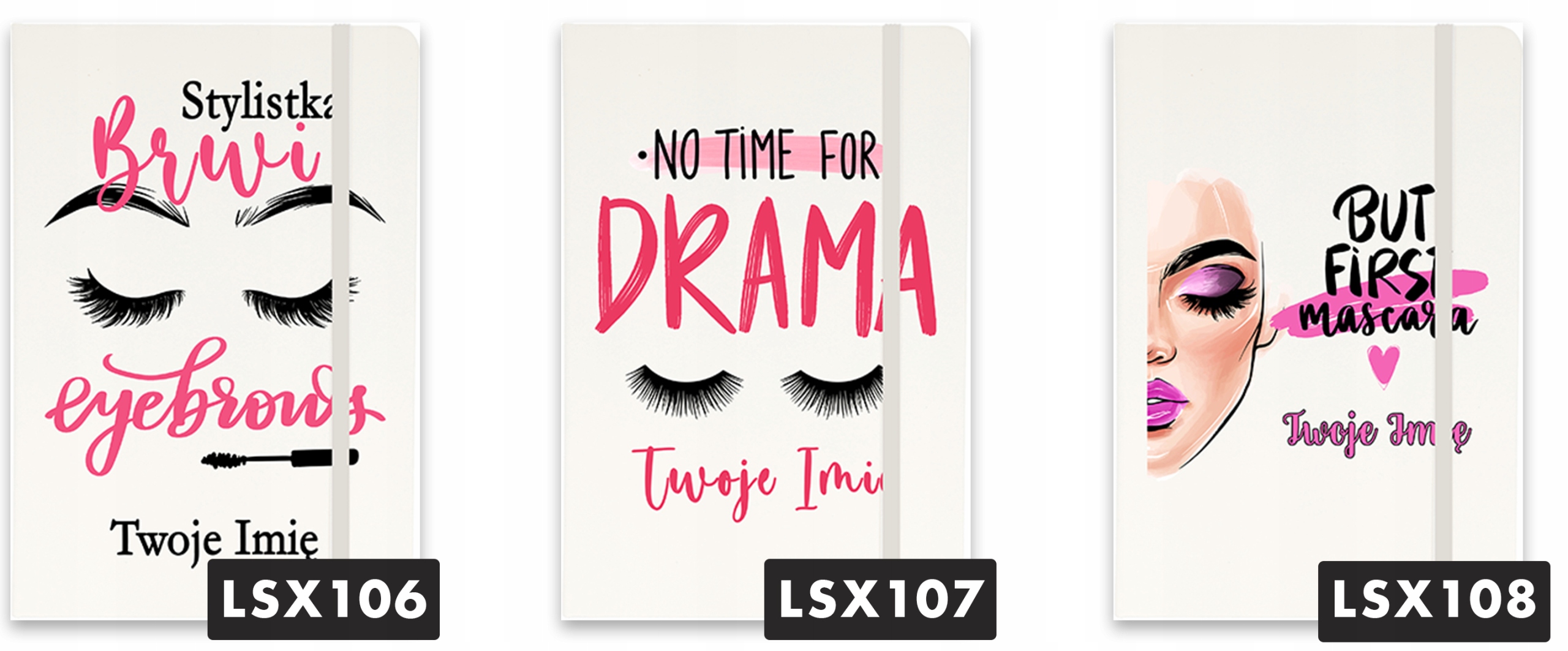 Notes Notatnik A5 Biały DLA STYLISTKI RZĘS IMIĘ Wz Kolor dominujący biel