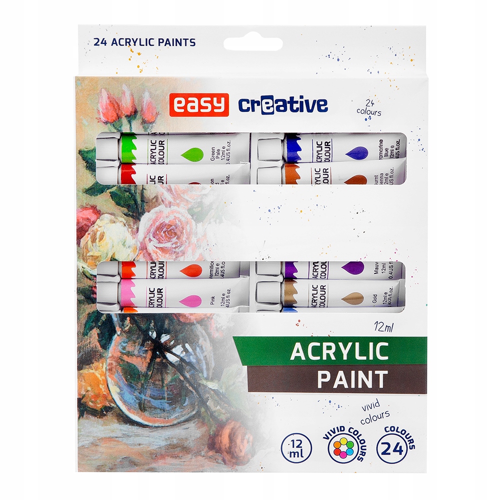 Farby Akrylowe Zestaw Easy Creative 24 kol x 12ml