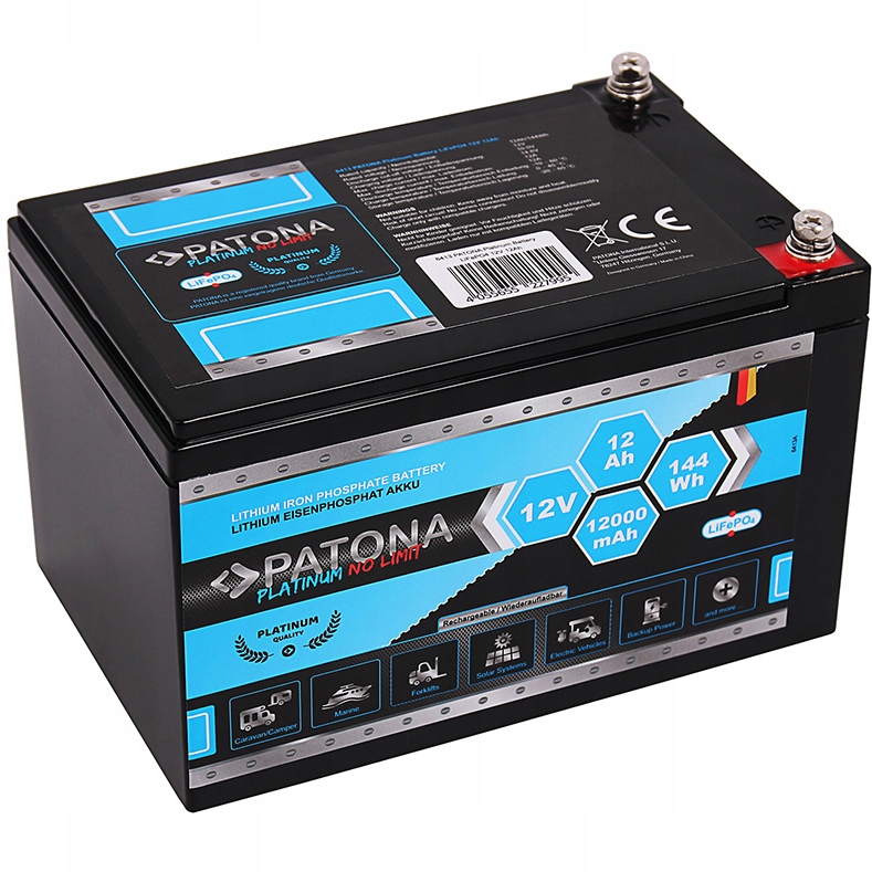 Akumulator LiFePO4 12V 12Ah 144Wh 12000mAh Bateria Patona Platinum