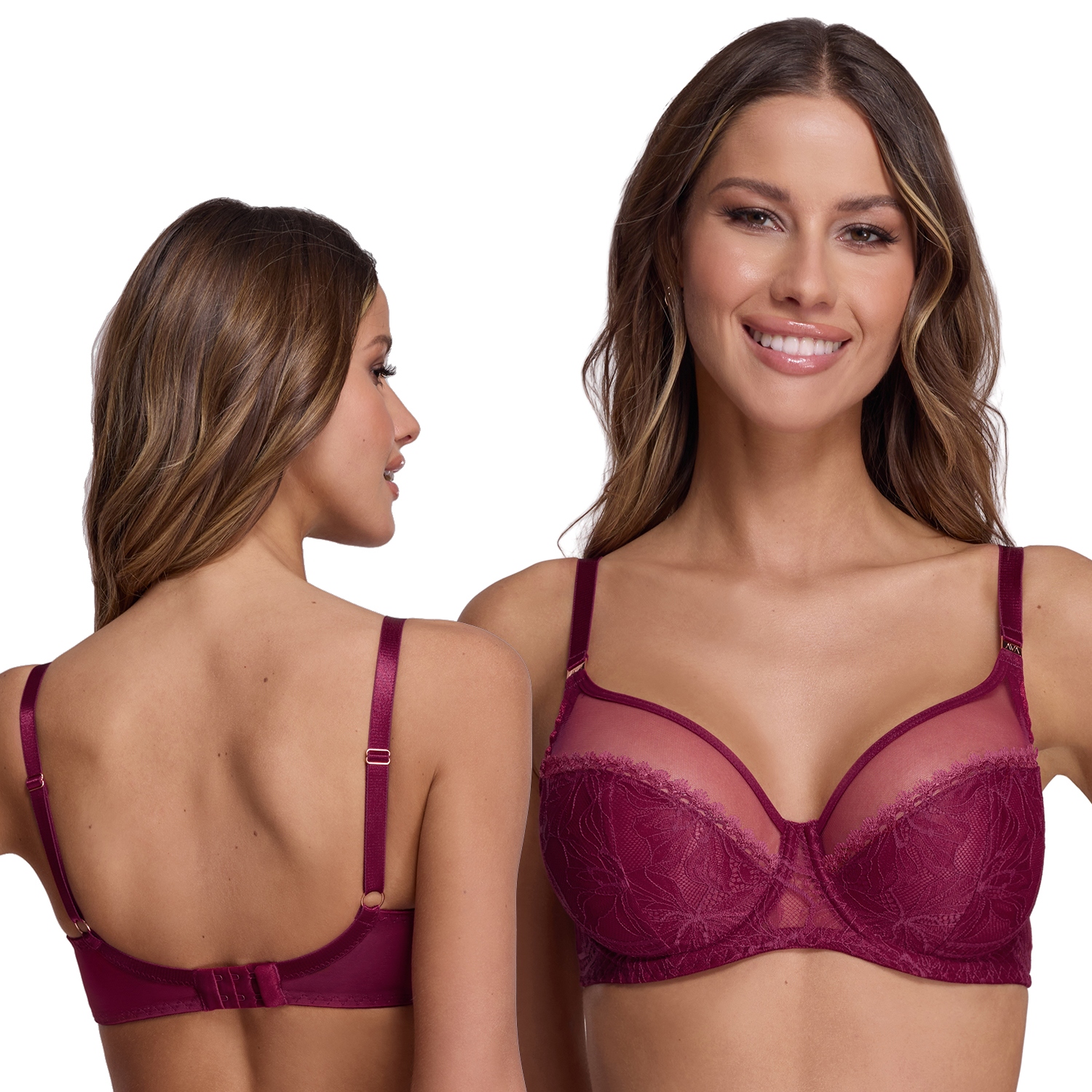 Ava 1396 Crystal chianti Podprsenka měkká vínová Soft 75C