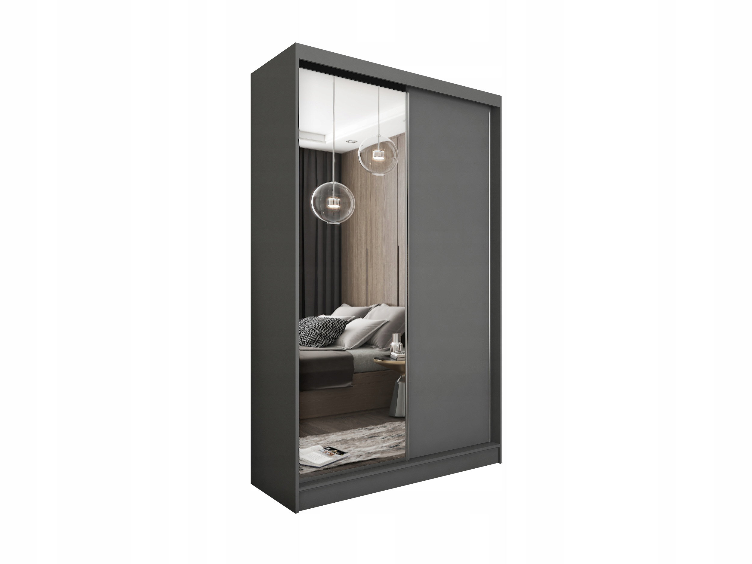 Skříň 120 cm se zrcadlem Skříň Dvoudveřová Šedá