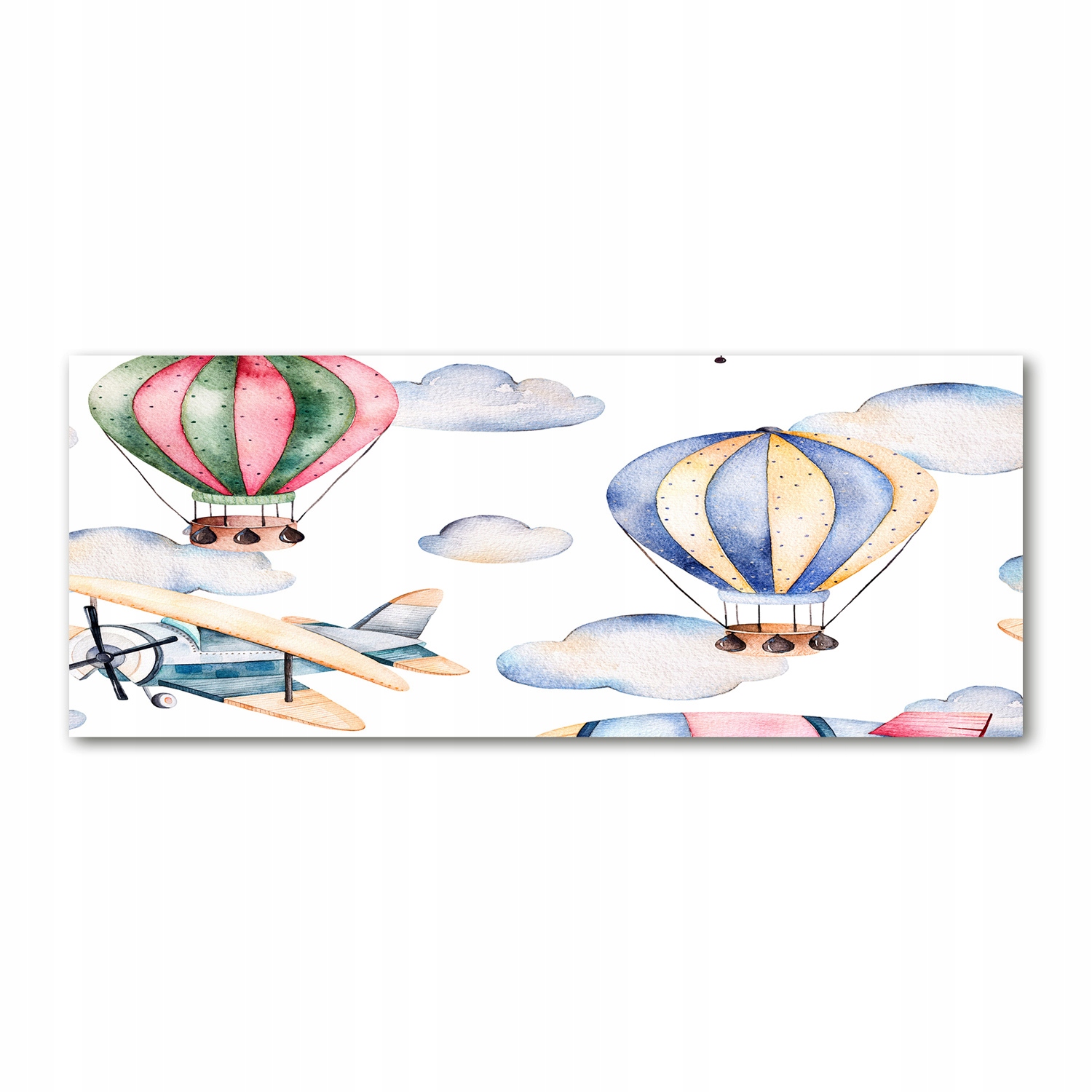 

Foto obraz szkło akryl Samoloty i balony 125x50 cm