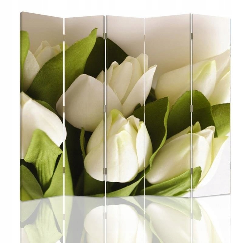 Paraván oboustranný, Svěží bílé tulipány 180x170