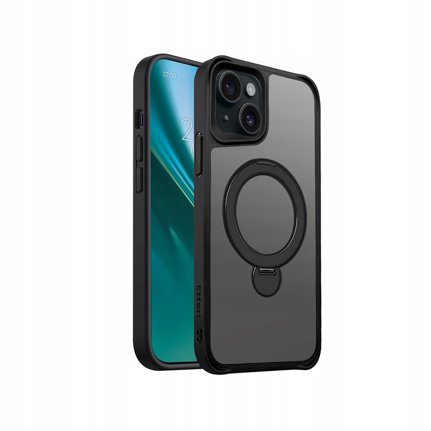 Pouzdro pro iPhone 15 6,1" Etteri Matt Mag Ring černé