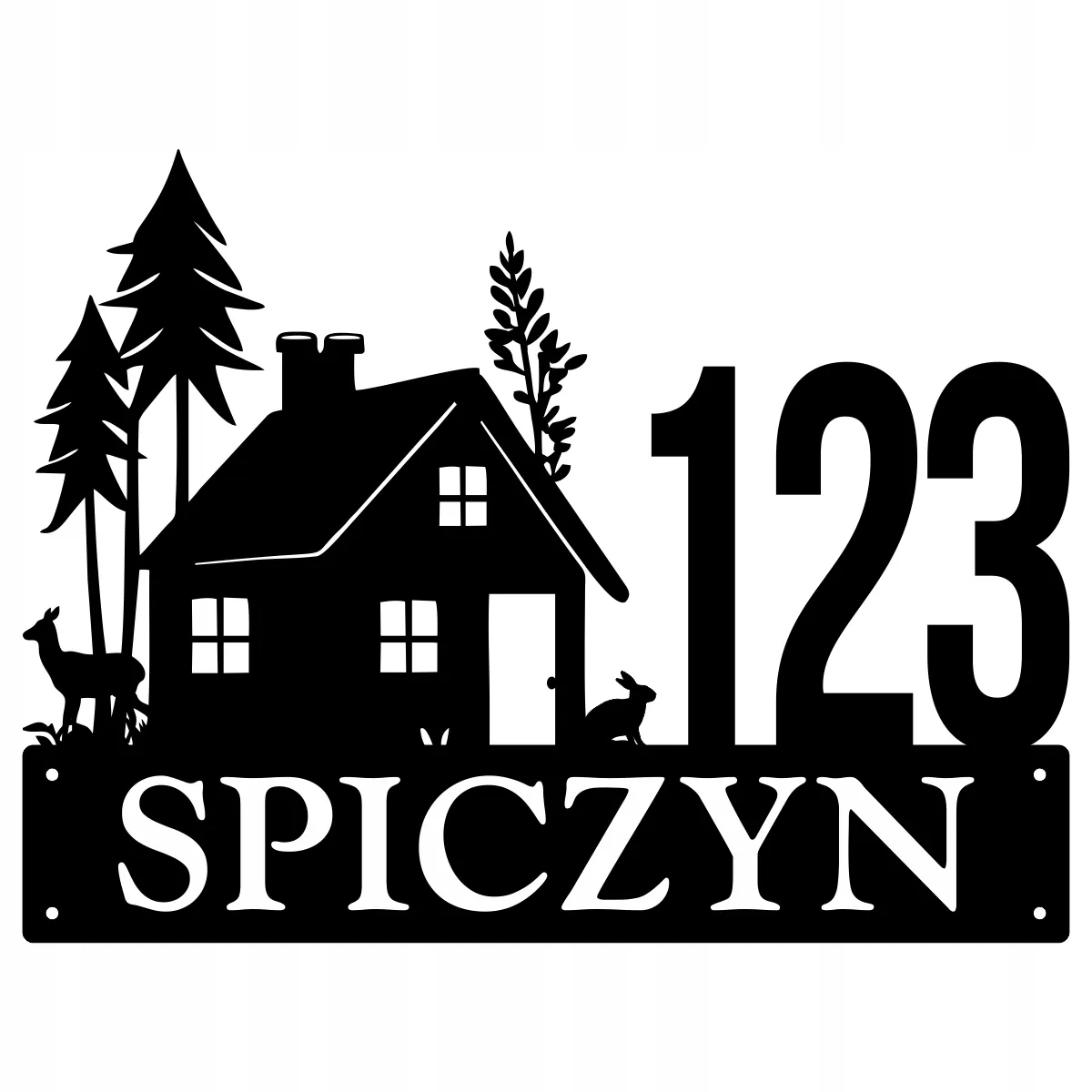 Číslo Na Dom 48 cm Tabuľa Adresa Oceľ 2MM Grafika 211