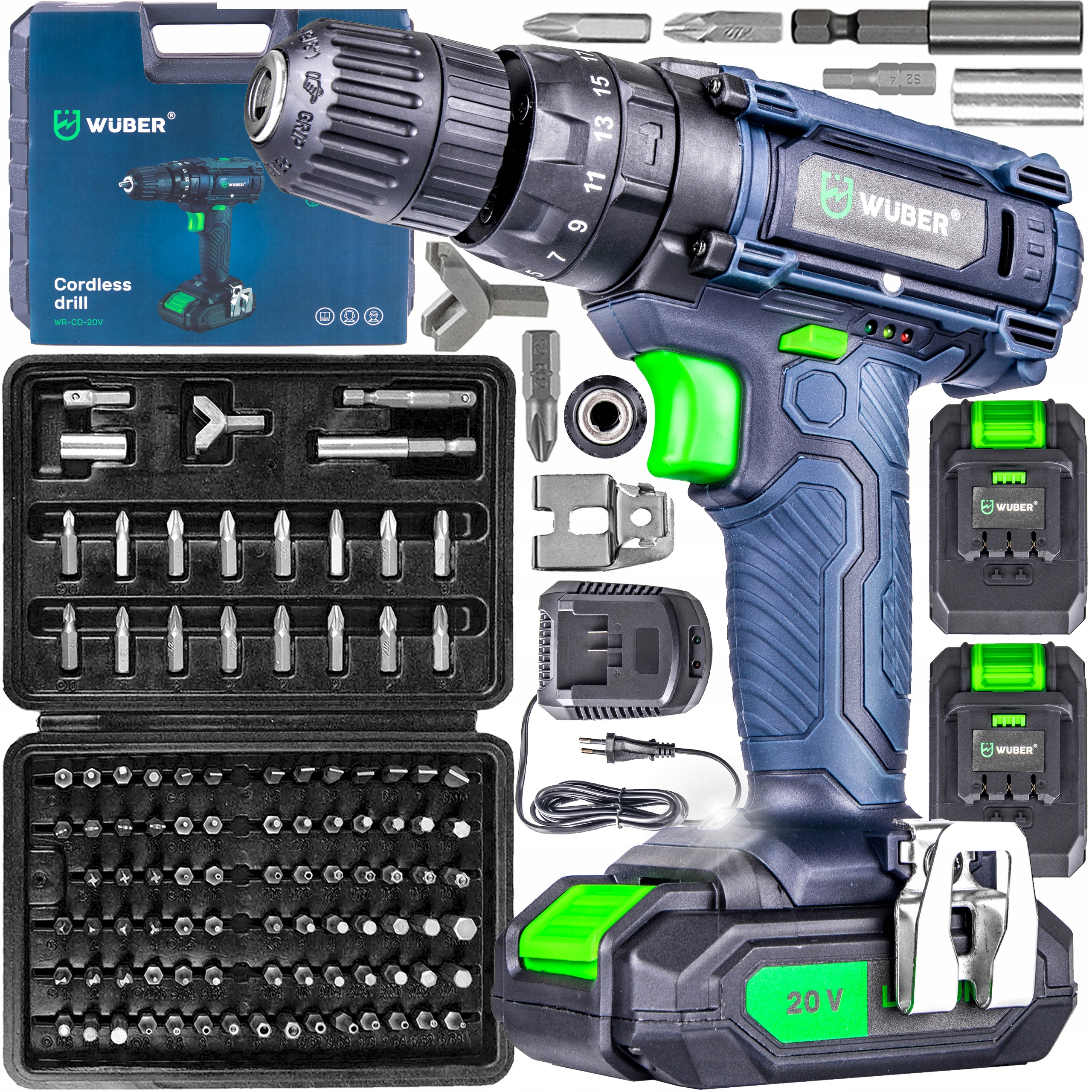 

Wiertarko Wkrętarka Akumulator 20V Bit Zestaw Udar