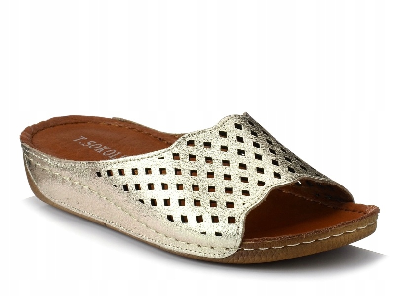 

Klapki damskie T.sokolski 1003 skórzane ażurowe 38