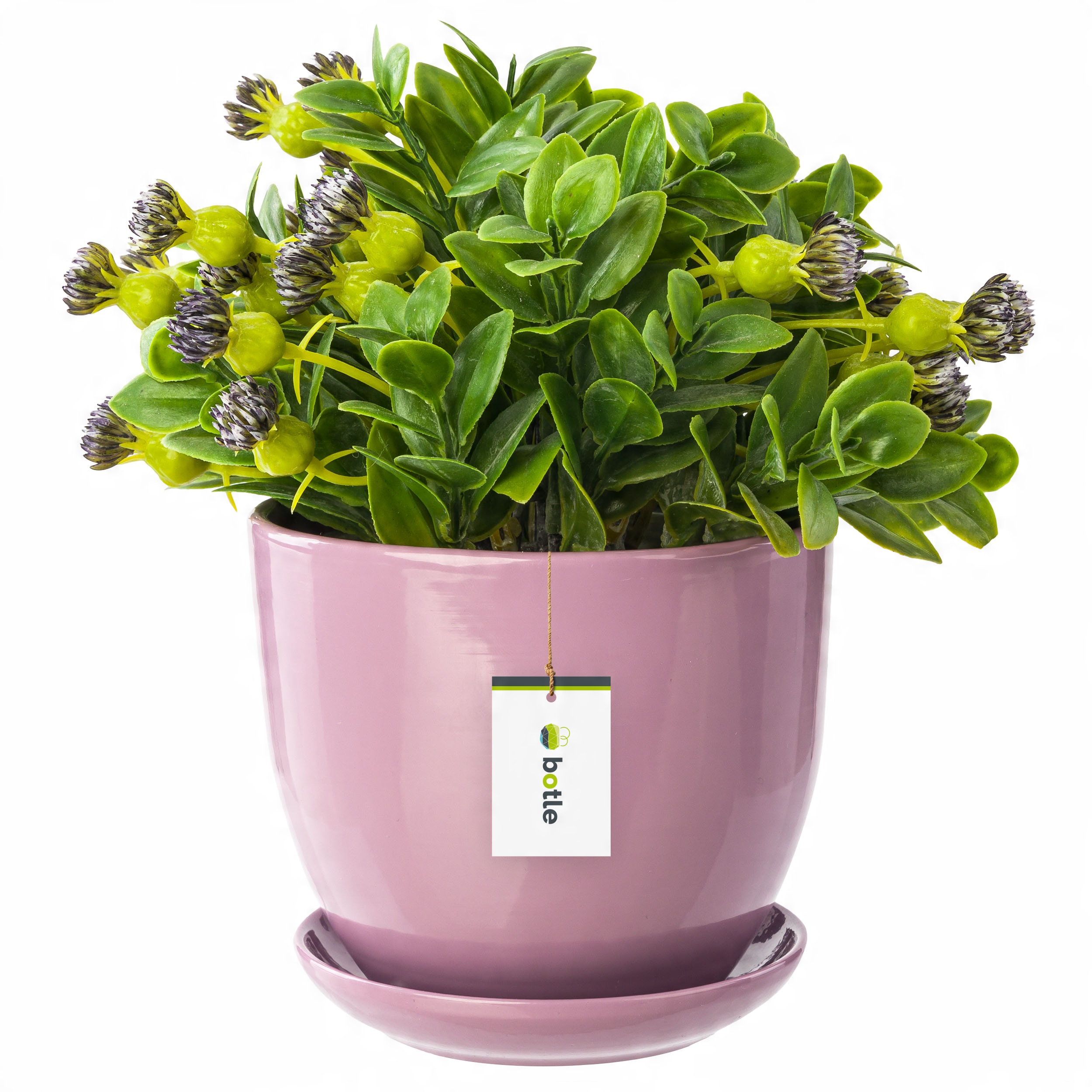 

Doniczka ceramiczna 13cm podstawka pudrowy róż