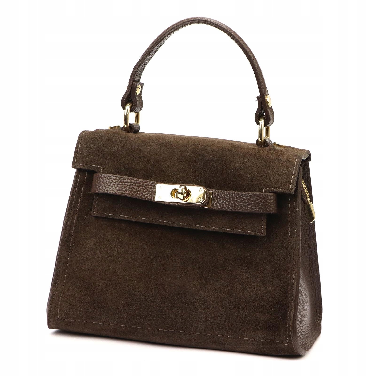 Dámská kabelka kufřík kožená semišová tmavě hnědá Luka