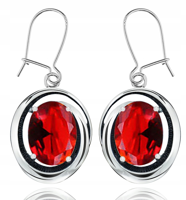 

Srebrne Kolczyki Z Czerwonymi Cyrkoniami. Pr.925!