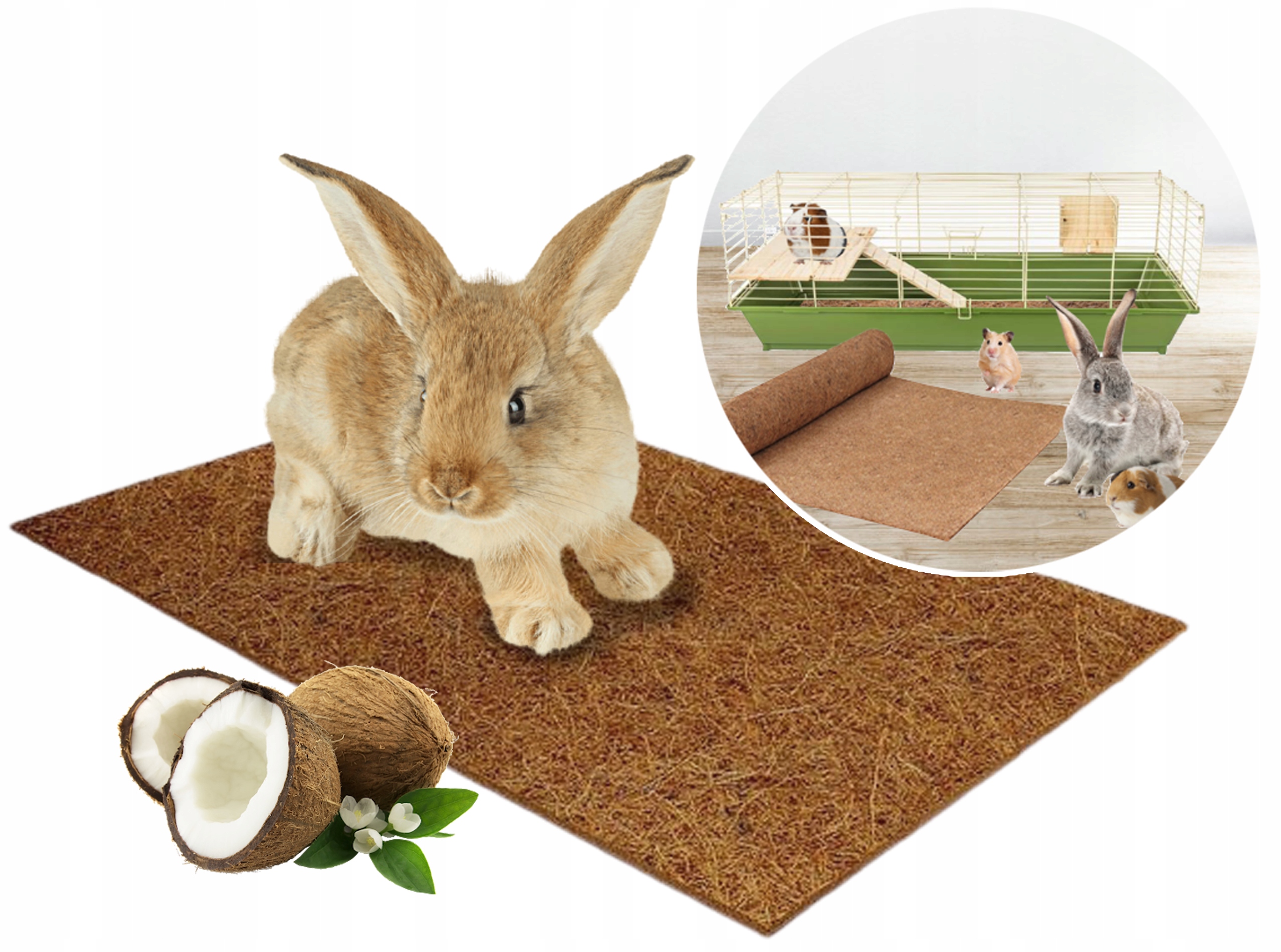 MATA KOKOSOWA PODŁOŻE DO KLATKA WYBIEG KOJEC KUWETA DLA KRÓLIKA ŚWINKI XL Marka Florazoo
