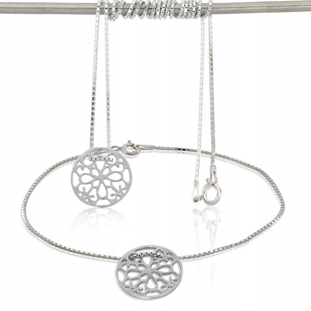 Sada Stříbrných Šperků S Květinami V Kruhu 925 Ažur