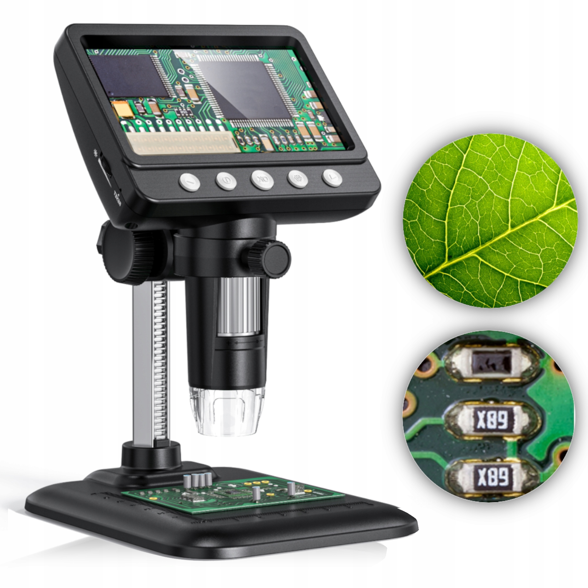 Přenosný Digitální Mikroskop Pro Elektroniku Zoom 1000 X 2 Mp Displej 4,3"