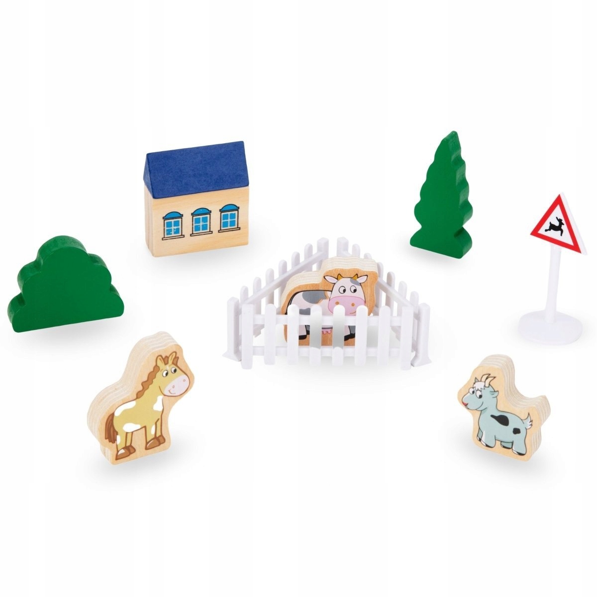 Drewniana Kolejka Pociąg Na Baterie Miasteczko Materiał drewno metal płyta MDF