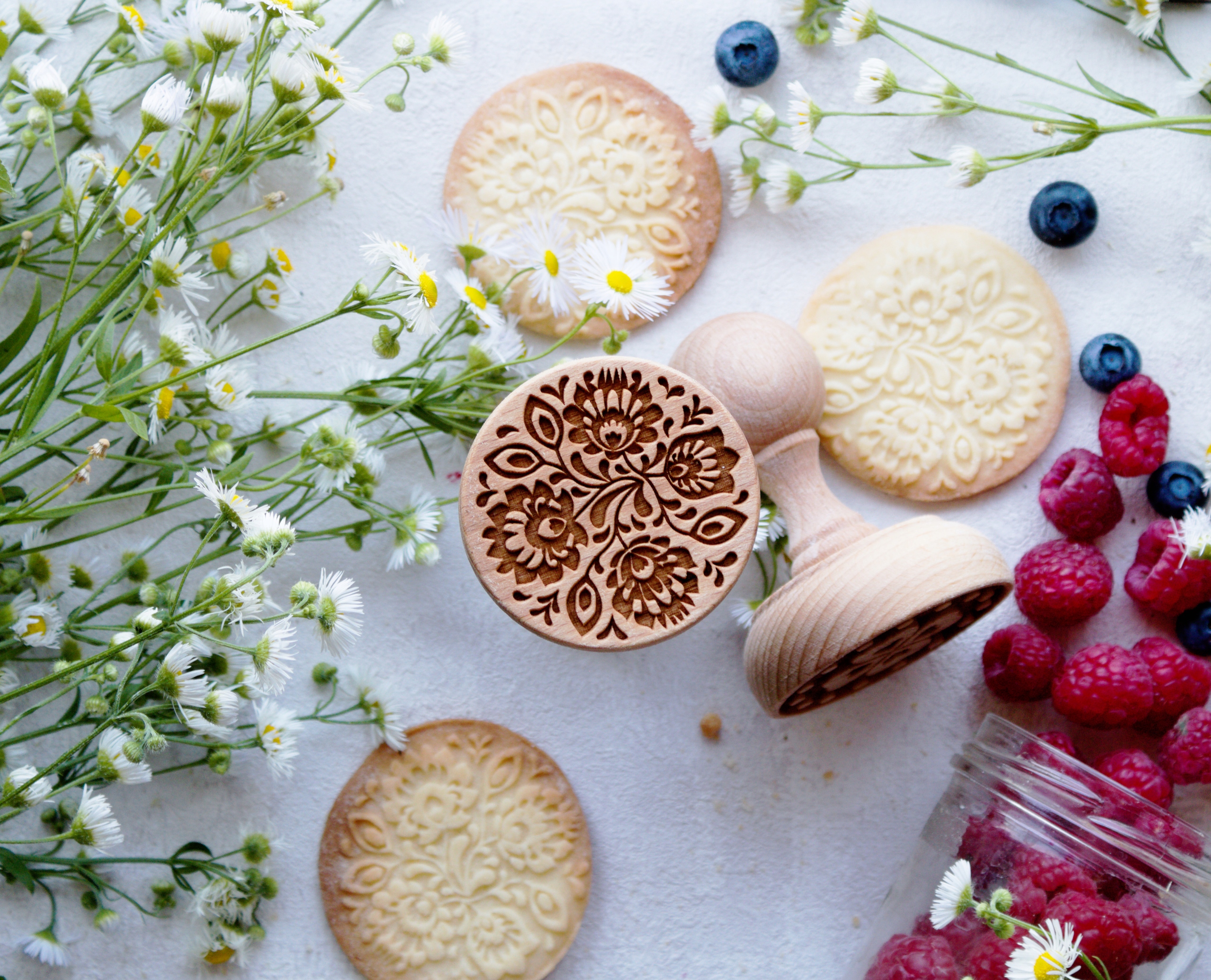 Stempel grawerowany do ciastek KWIATY ŁOWICKIE Marka Folkroll