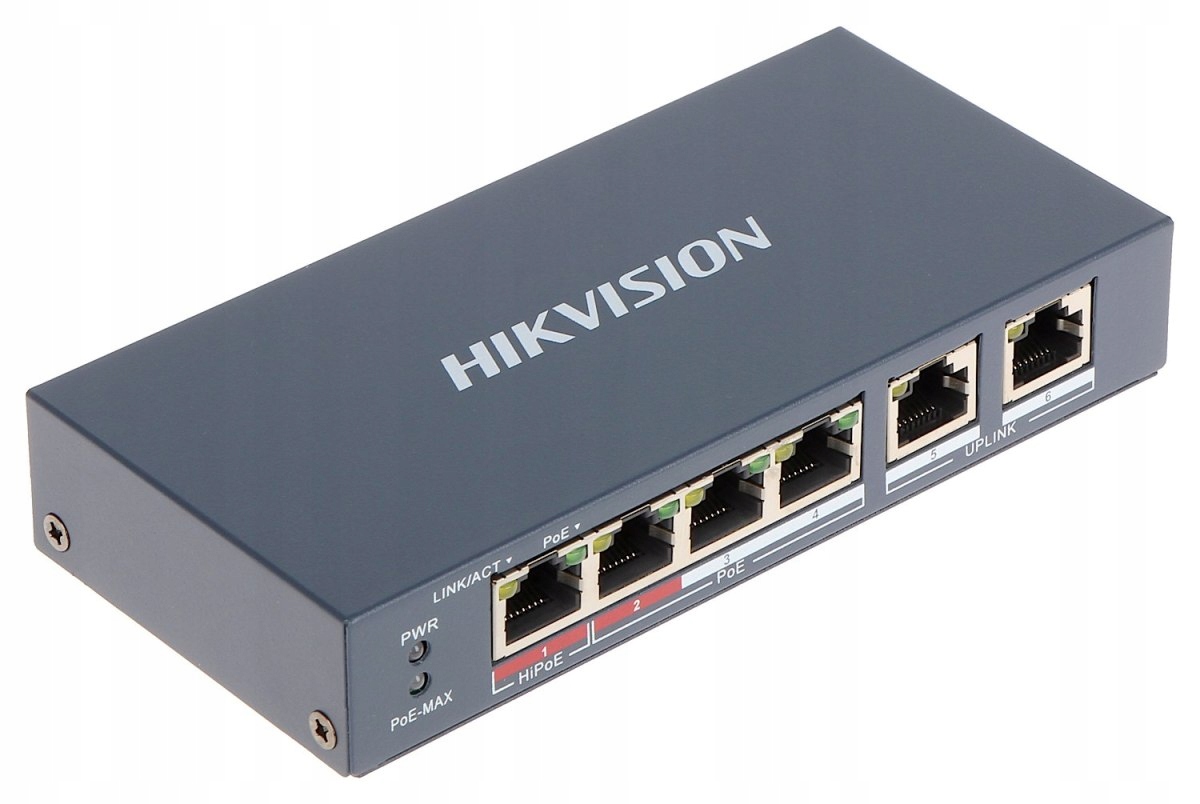 PoE Switch DS-3E0106HP-E 4PORTOVÝ Hikvision