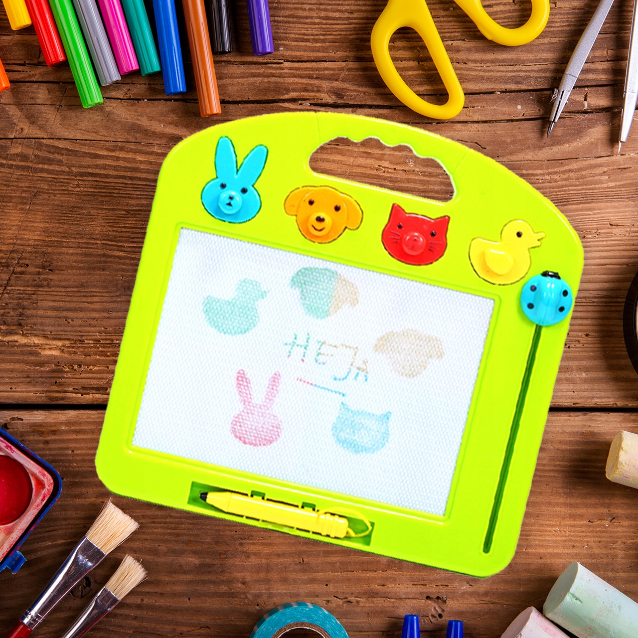 ZNIKOPIS KOLOROWY TABLICA MAGNETYCZNA STEMPELKI ZWIERZĄTKA DLA DZIECI Wysokość produktu 3 cm