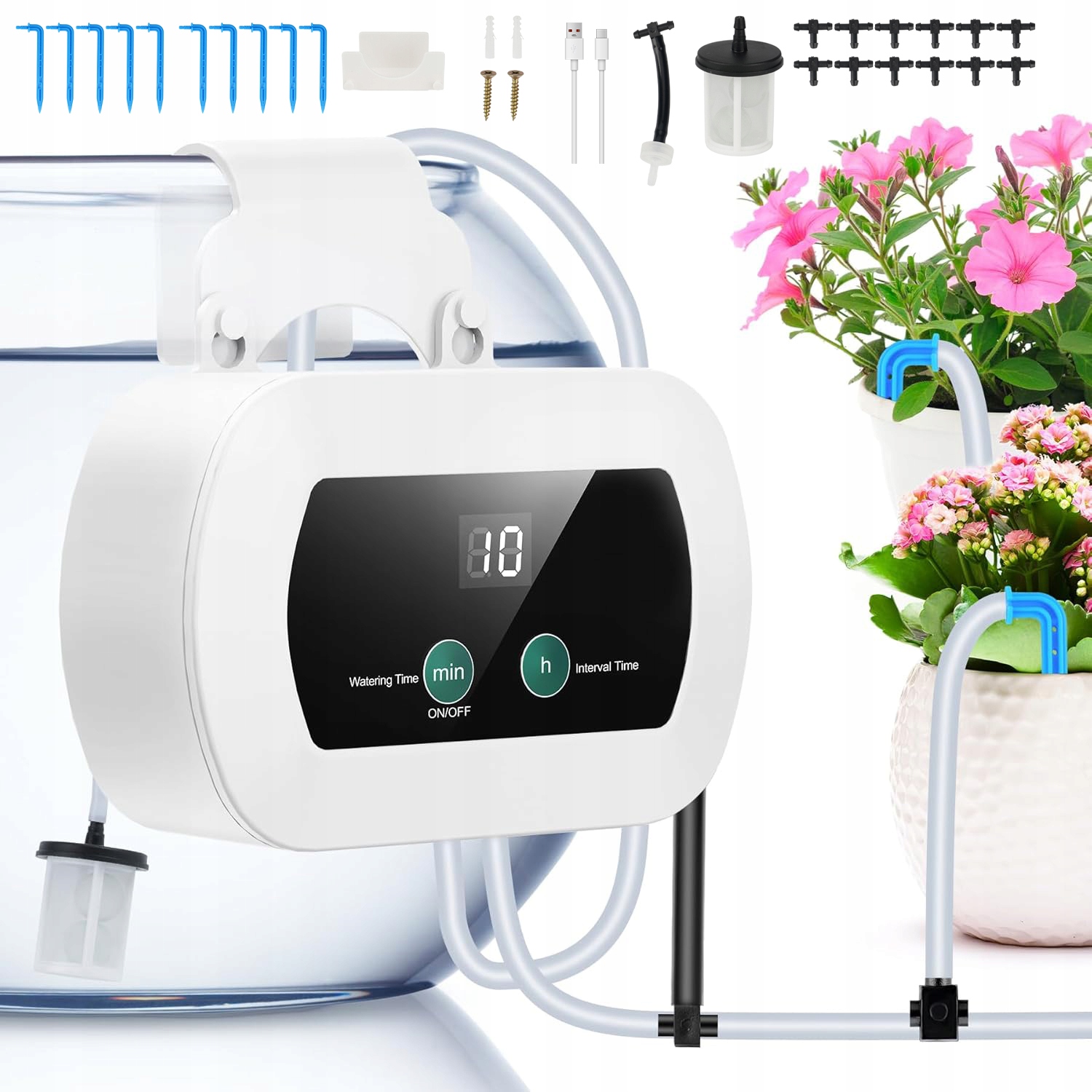 Systém Zavlažování Květináčů Automatický LCD 10 M Zavlažování Rostlin Zahrada