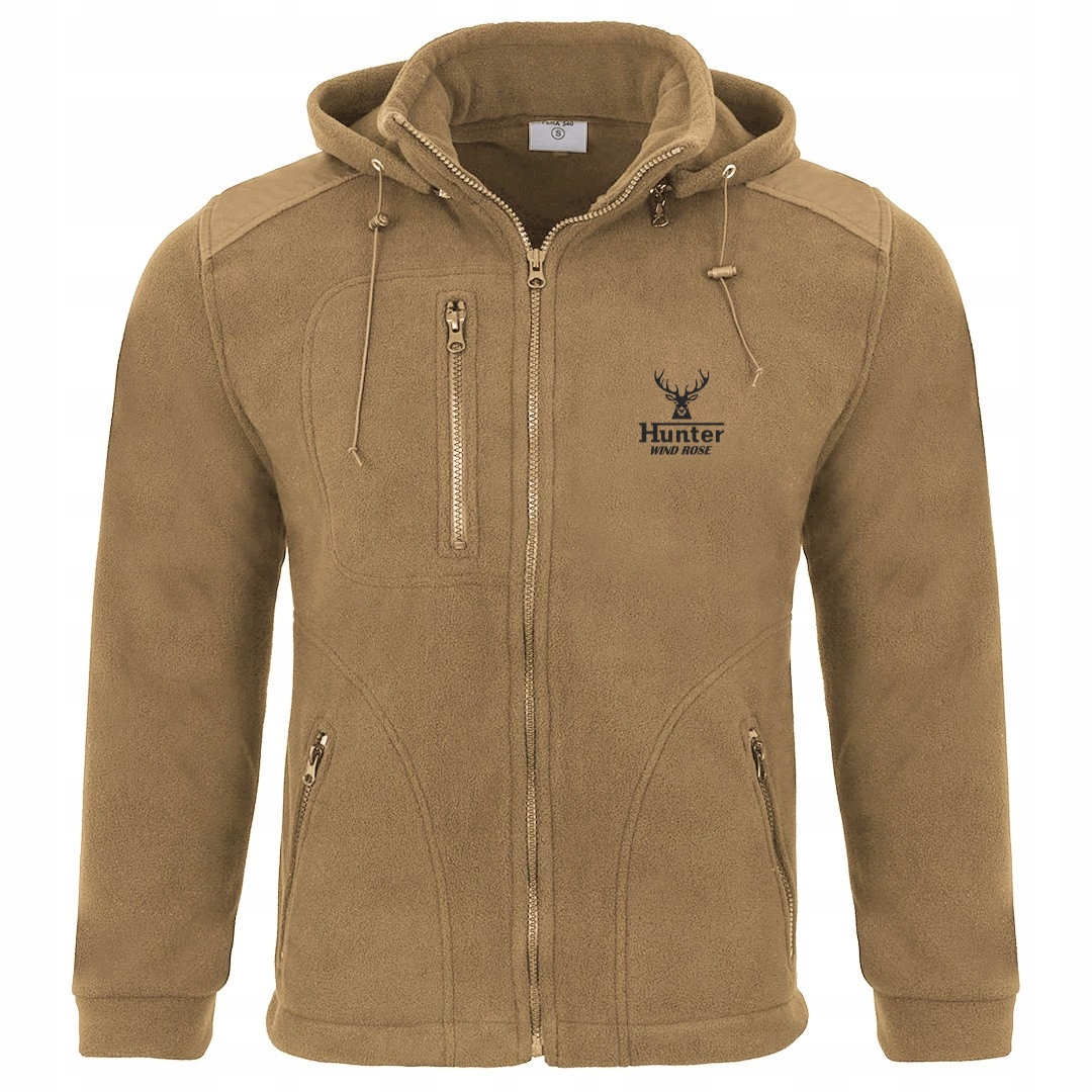 Teplý Myslivecký Fleece S Kapucí – Na Lov Do Lesa – Béžová – L