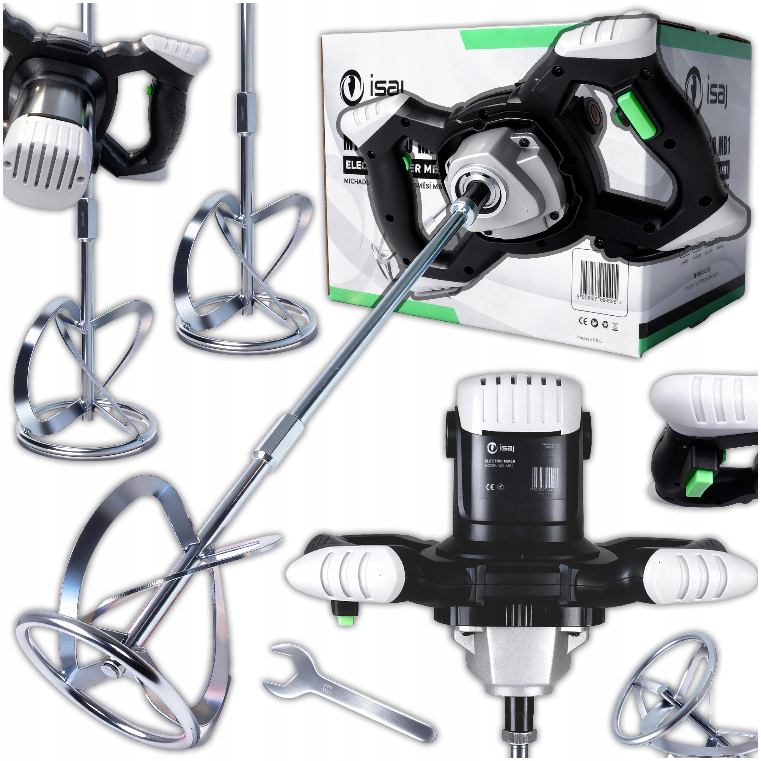 Mieszadło Do Kleju Betonu Elektryczne 2x Mieszalniki Przedłużki Isaj MB1
