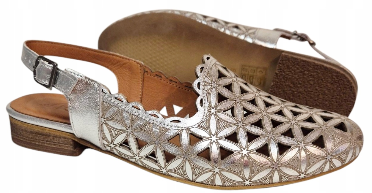 Modo Sandály stříbrné/ažurové kůže lico vel 39