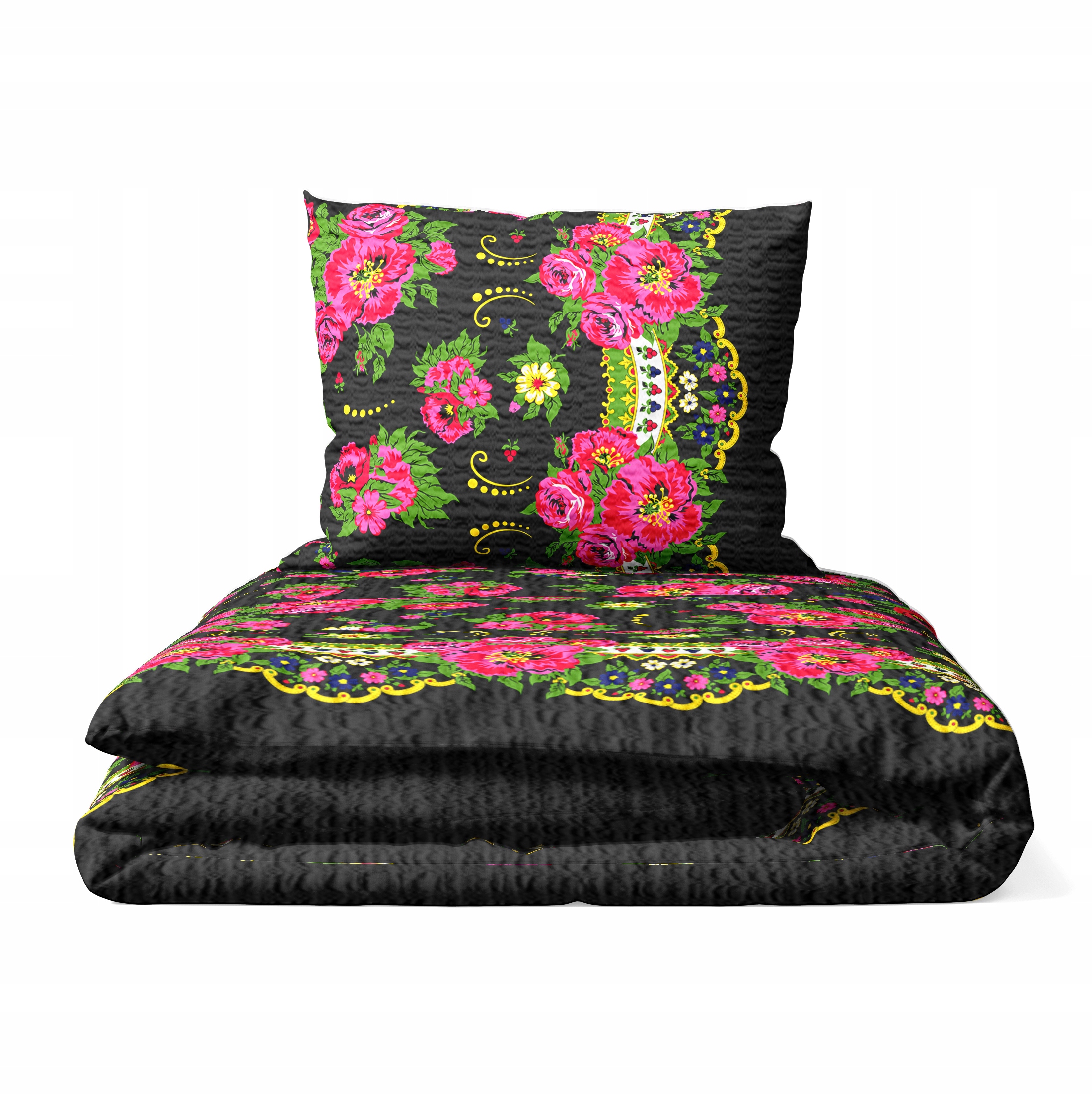 Pościel Z Kory 160x200 Poszewka 70x80 Gruba Polska Bawełna Hanka czarna