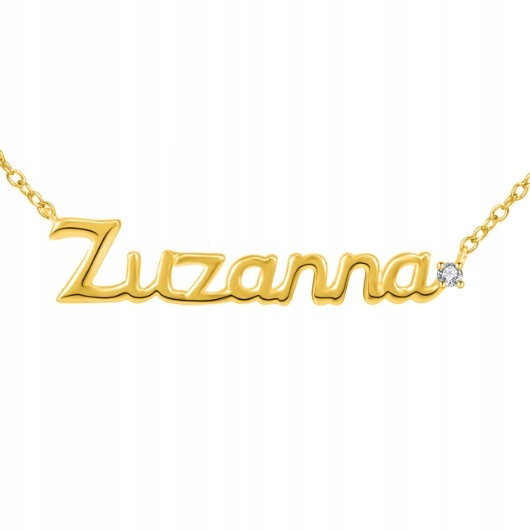 Stříbrný náhrdelník řetízek pro ženy s jménem stříbro pozlacený 925 Zuzanna