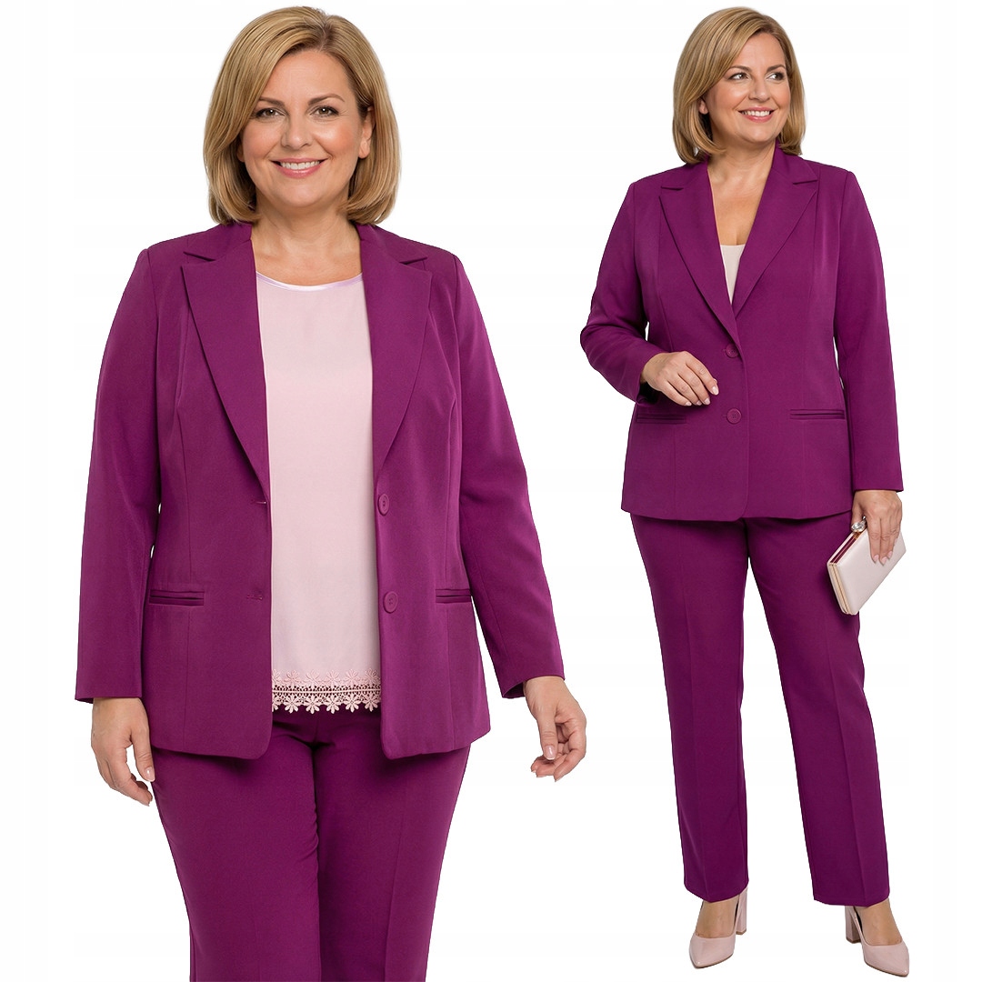 Fialový elegantní oblek plus size velikost 54