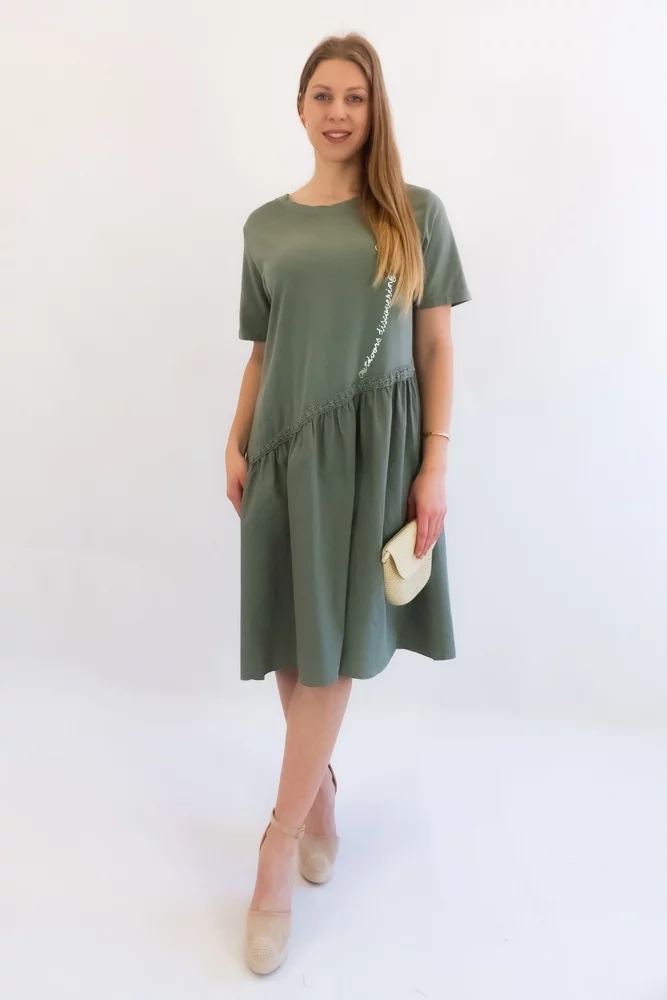 Olivová Šaty Midi s krátkým rukávem Uni