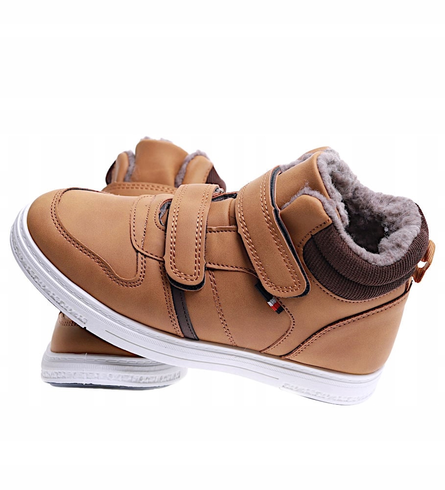 ZIMOWE CAMELOWE BUTY CHŁOPIĘCE ZAPINANE NA RZEPY TRAMPKI 15328 33 Bohater brak