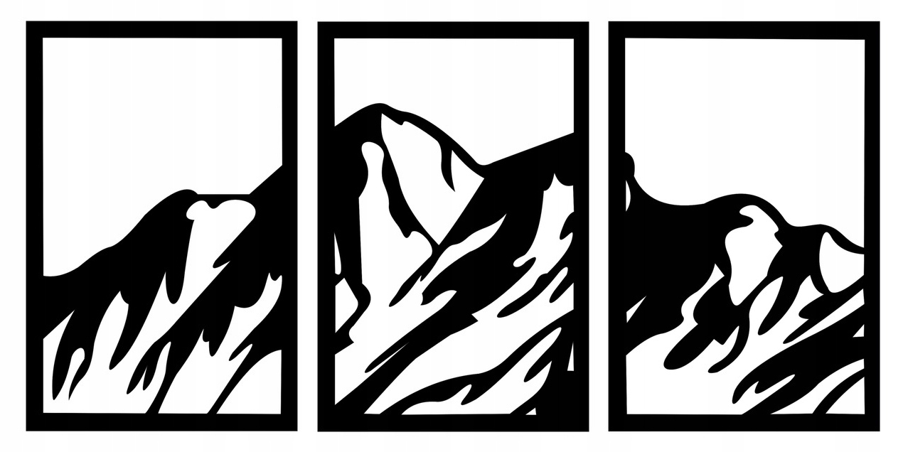 Ažurový Obraz Nástěnná Dekorace 3D pohled na horu XL panel triptych 135x70 cm