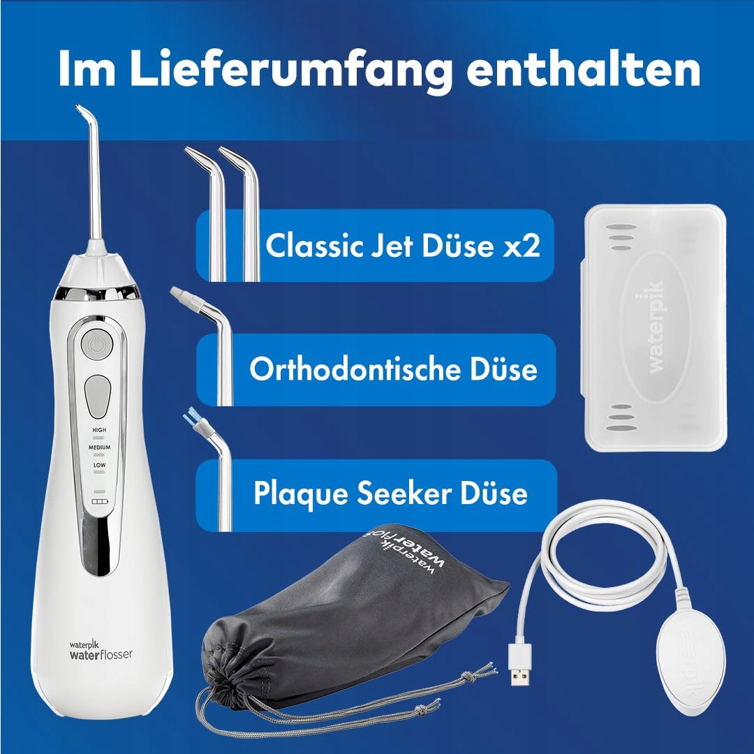WATERPIK Bezprzewodowy Irygator Do Zębów 4 Końcówki 3 Ustawienia Biały — miniatura 7