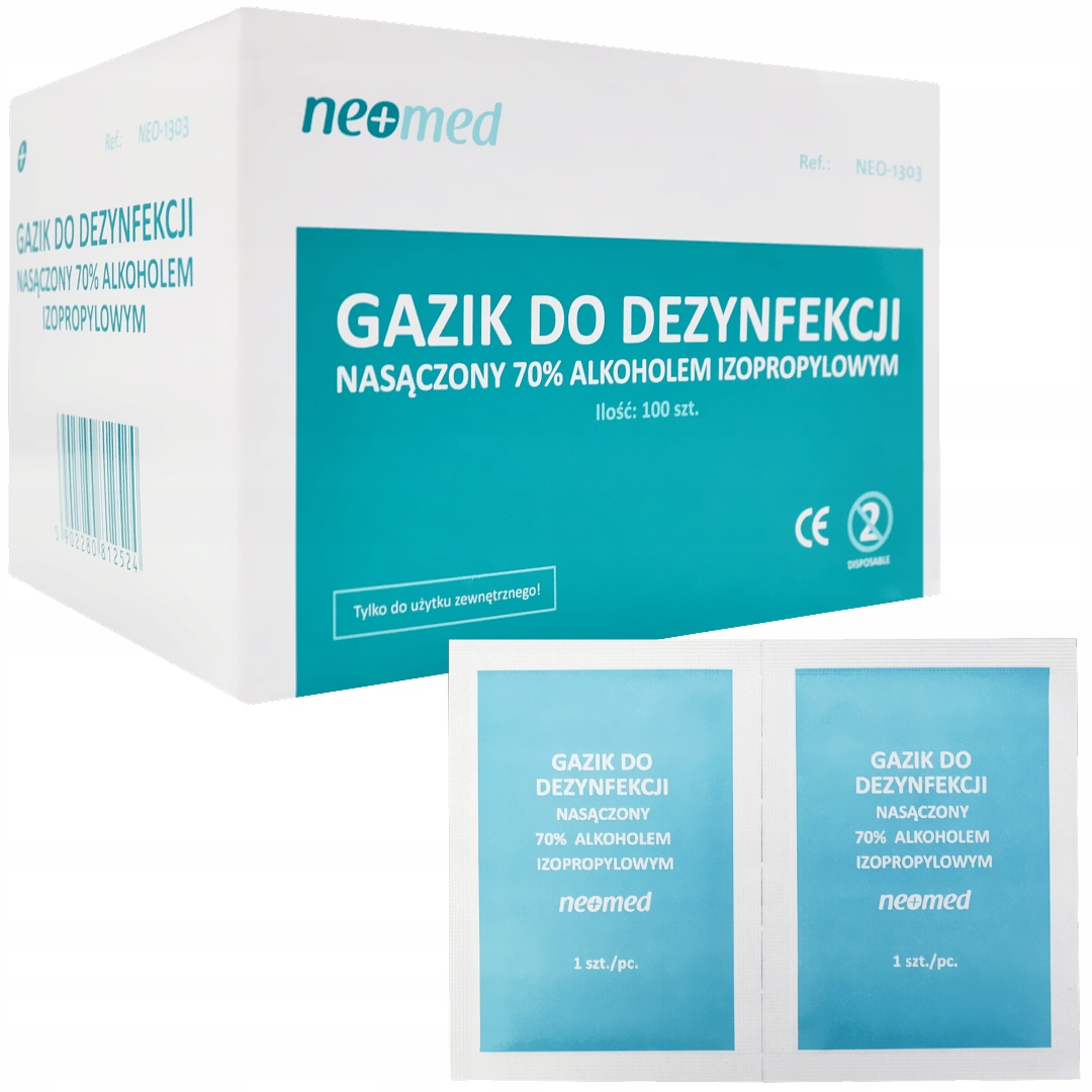 

Gaziki Z Alkoholem Do Dezynfekcji 6x10 cm 100 Szt.