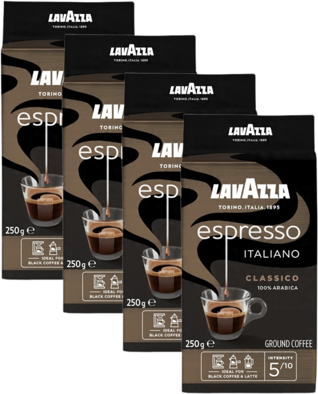 Levně Lavazza caffee espresso mletá káva Arabica 100% 4 x 250 g